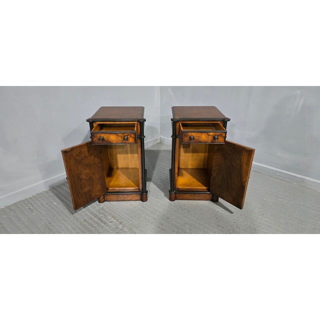 Burr Walnut Bedside Cabinets, 1920s, Set of 2 For Sale - Image 6 of 9