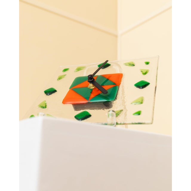 Vintage Glass Wall Clock, Italy, 1980s For Sale - Image 5 of 12