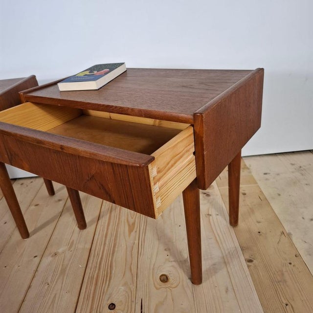 Vintage Danish Teak Nightstands with Drawers, 1960s, Set of 2 For Sale - Image 4 of 6