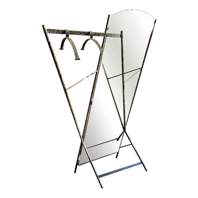 Postmodern Metal Mirror Coat Stand, 1980s For Sale