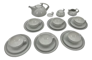 Tac Tea Service in Platinum by Walter Gropius for Rosenthal, Set of 25