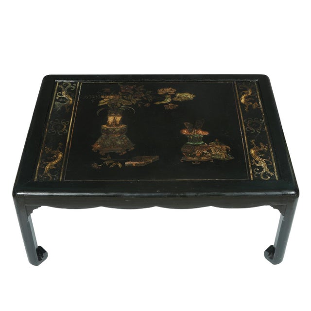 Chinese Wood Coffee Table With Chinoiserie Lacquer Decoration Chairish