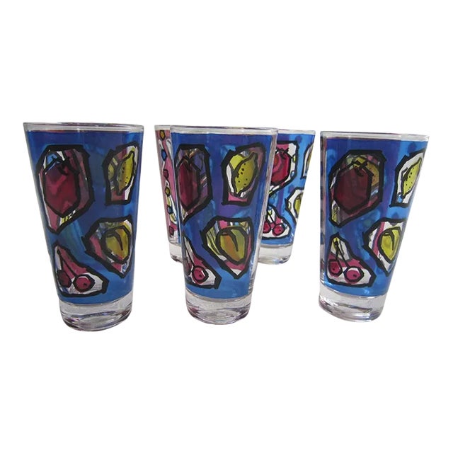 Fred Press Fruit Highball Glasses, S/7 For Sale