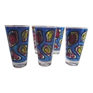 Fred Press Fruit Highball Glasses, S/7