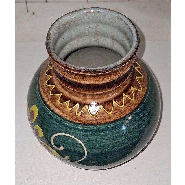 Vintage Ceramic Vase with Floral Motif, 1980s, in Very Good conditions. Designed 1980 to 1989