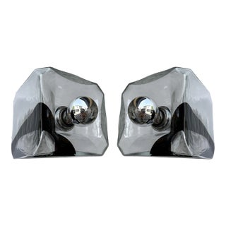 Pair of Sconces Murano Glass Cube by Vistosi, Italy, 1970s For Sale