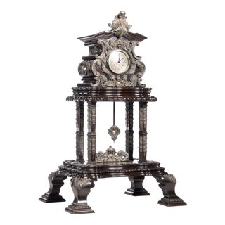 Giant Sterling Silver Clock, 1800s For Sale