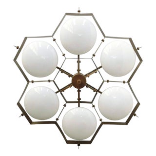 21st Century Beehive Bronze Glossy White Murano Flush Mount by Fabio LTD For Sale