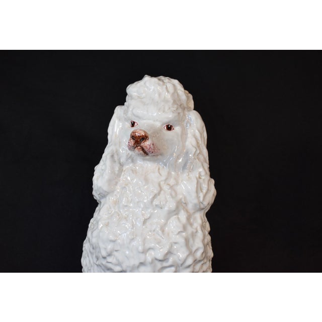 Vintage Regency White Glazed Ceramic Sitting Poodle, Italy 1960's For Sale - Image 9 of 17