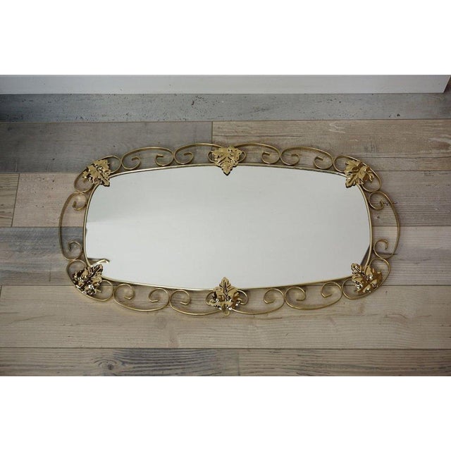 1950s Vintage Oval Mirror in Brass, 1950s For Sale - Image 5 of 6