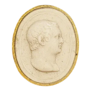 Gilt Grand Tour Plaster Intaglio With Bust of a Man - 19th Century