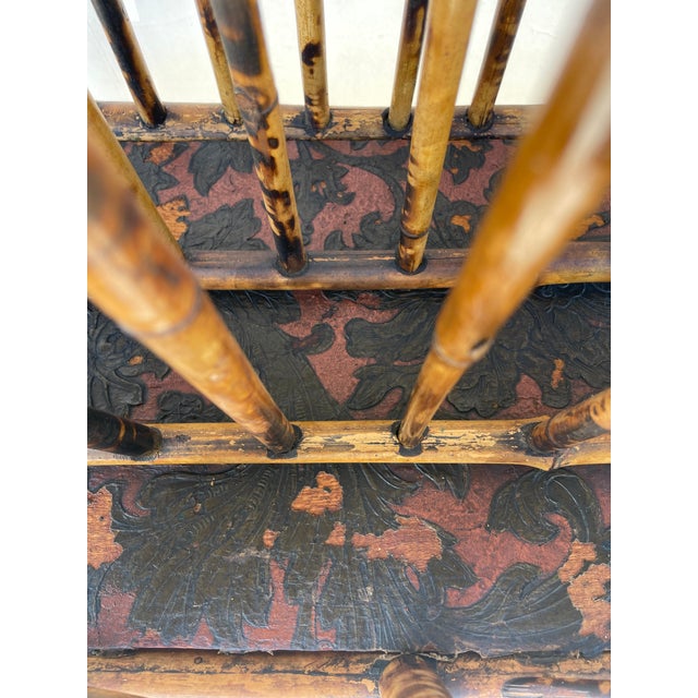Antique English Chinoiserie Burnt Bamboo Canterbury Magazine Holder For Sale - Image 4 of 10
