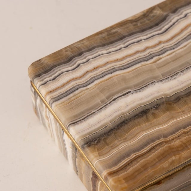 Brown Vintage Italian Onyx Stone Box, 1960 For Sale - Image 8 of 10