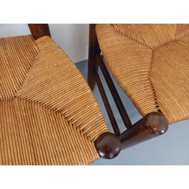 Vintage Brutalist Chairs in Wood and Straw, 1960s, Set of 4 For Sale - Image 15 of 18