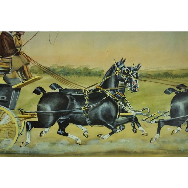 1930s Coaching Watercolour W/ Gouache by h.w Standing 1930 For Sale - Image 5 of 8