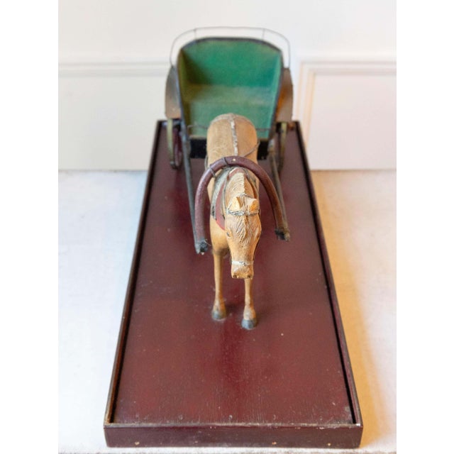 Wood Early 20th-Century Carved Wooden Horse and Carriage Model For Sale - Image 7 of 11