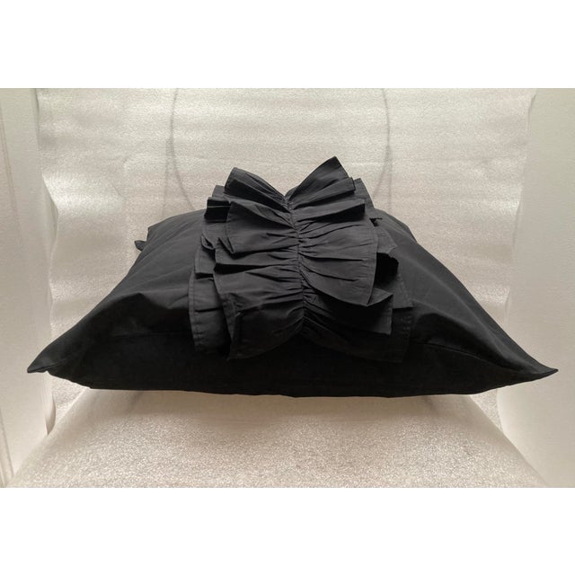 Contemporary Tuxedo Ruffle Accent Taffeta Pillow Cover For Sale - Image 3 of 4