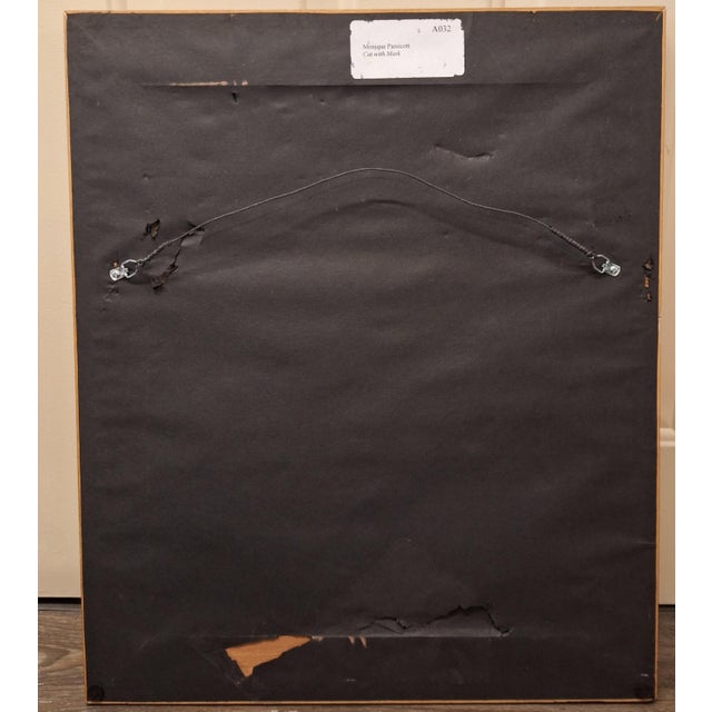 1980s Monique Passicott 1984 Pastel Painting " Cat With Mask " For Sale - Image 5 of 6