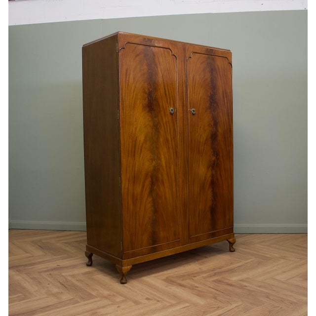 Vintage Burr Walnut Wardrobe, 1950s For Sale - Image 10 of 10