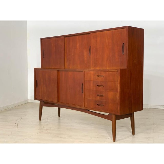 Vintage Danish Teak Highboard Cabinet For Sale - Image 10 of 12