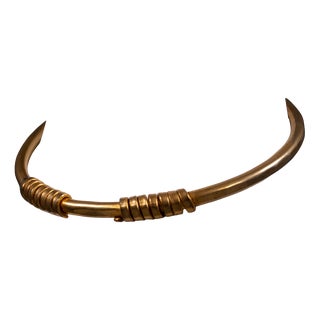 Brass Cuff Bracelet with Circles, 1980s For Sale