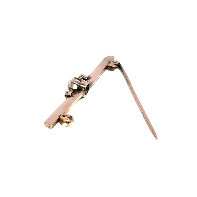 14k Yellow Gold Diamond Vintage Brooch For Sale - Image 4 of 9