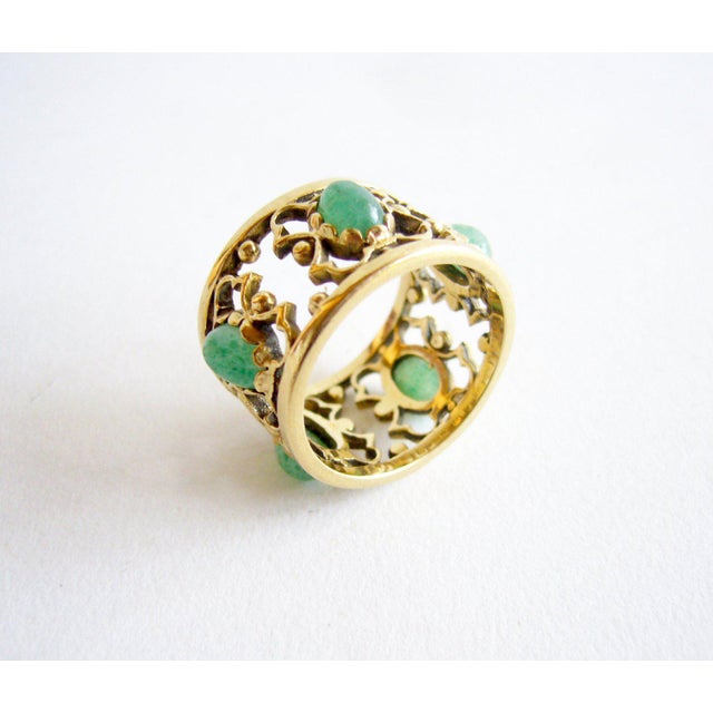 1960s 14k Gold Jade Filegree Band Ring Chairish