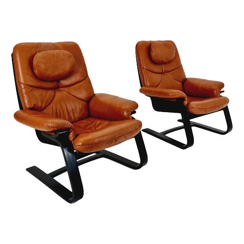 Mid-Century Modern Lounge Chairs by Ake Fribyter, 1970s, Set of 2 For Sale