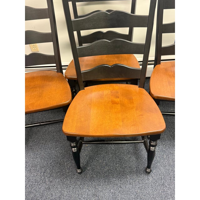 Wood Bermex Farmhouse Painted Ladderback Chairs - Set of 4 For Sale - Image 7 of 8