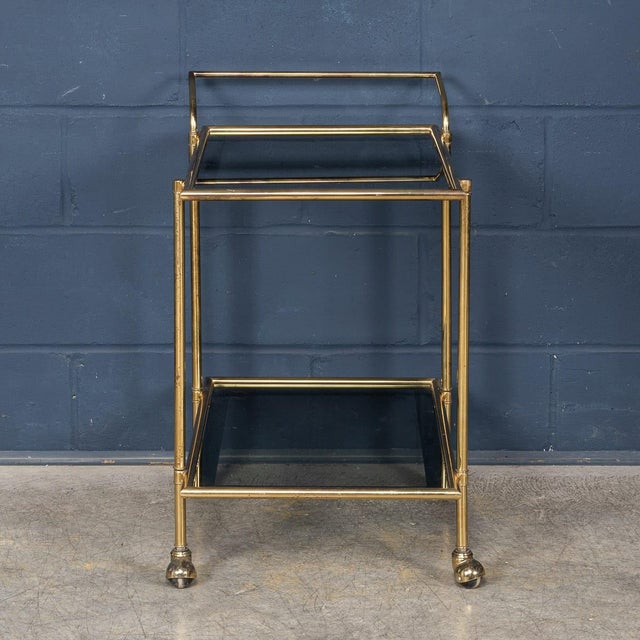 Gold Vintage Brass and Smoked Glass Drinks Trolley in the style of Luigi Brusotti, 1970 For Sale - Image 8 of 18