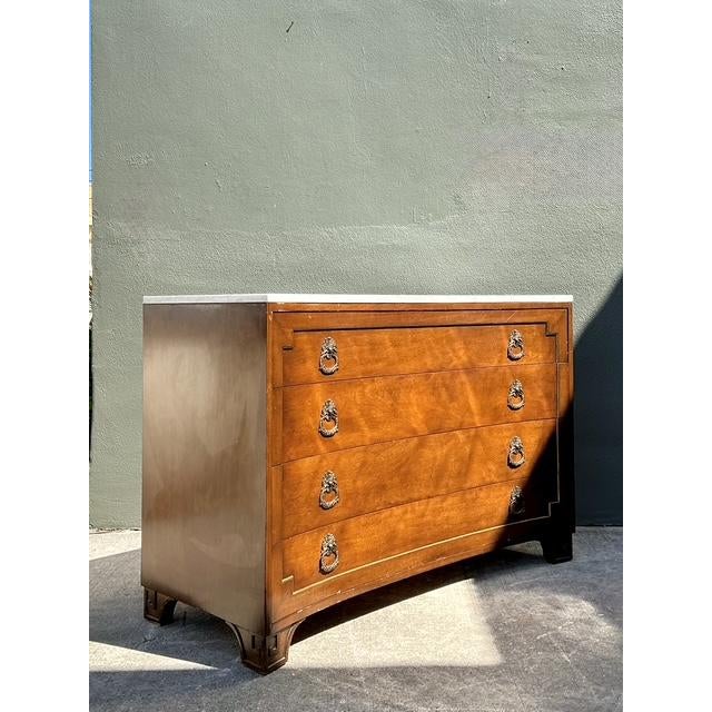 Vintage Neoclassical Marble Topped Concave Chest of Drawers For Sale In West Palm - Image 6 of 12