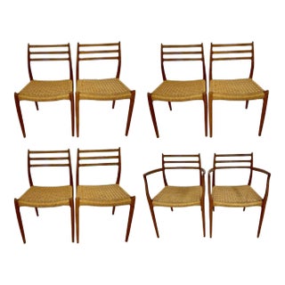 Set of 8 Mid-Century Modern Dining Chairs, Danish, Niels Moller, 1950s For Sale