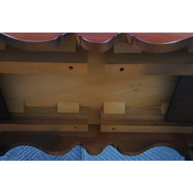 Vintage Queen Anne Style Mahogany Serpentine Gallery Tea Candle Tray Table 30" For Sale - Image 13 of 14