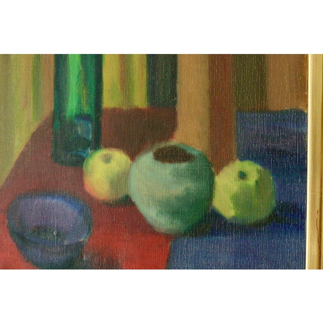 Mid-Century Modern Hugo Olson, Still Life with Bottles and Apples, 1950s, Oil on Canvas, Framed For Sale - Image 3 of 9