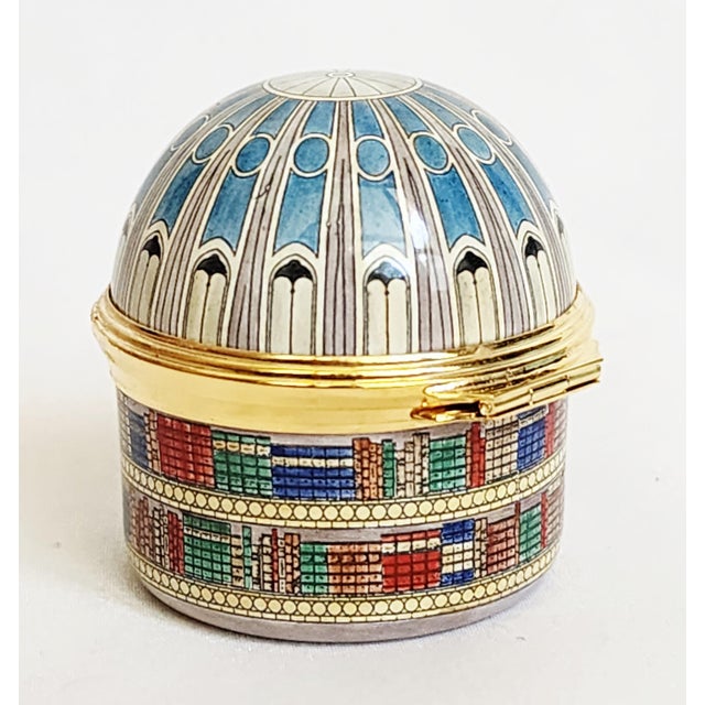 1990s Halcyon Days Enamel Trinket Pill Box the British Museum Handcrafted by English Artisans For Sale - Image 4 of 10