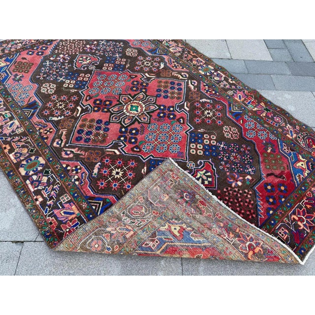 Vintage Kurdish Herki Tribal Rug 4.5x6.8 — Hand-Knotted Wool Geometric Accent Rug For Sale - Image 4 of 5