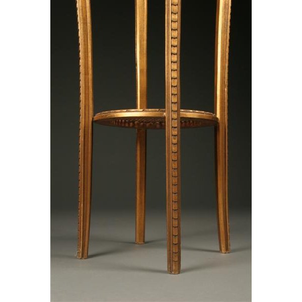 French Louis XVI Style French Hand Carved Gilt Marble Top Pedestal Circa 1880 For Sale - Image 3 of 3