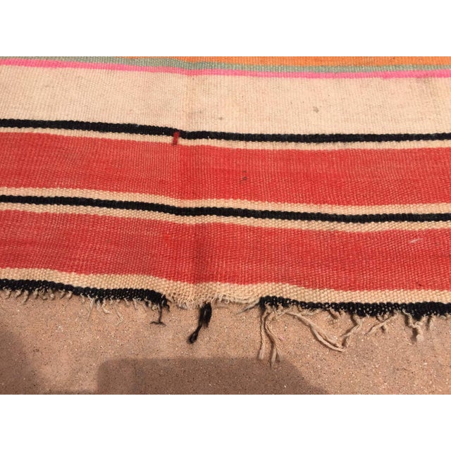 Cream Vintage Moroccan Berber Striped Wool Kilim Rug, 5'4" x 11'6" For Sale - Image 8 of 12
