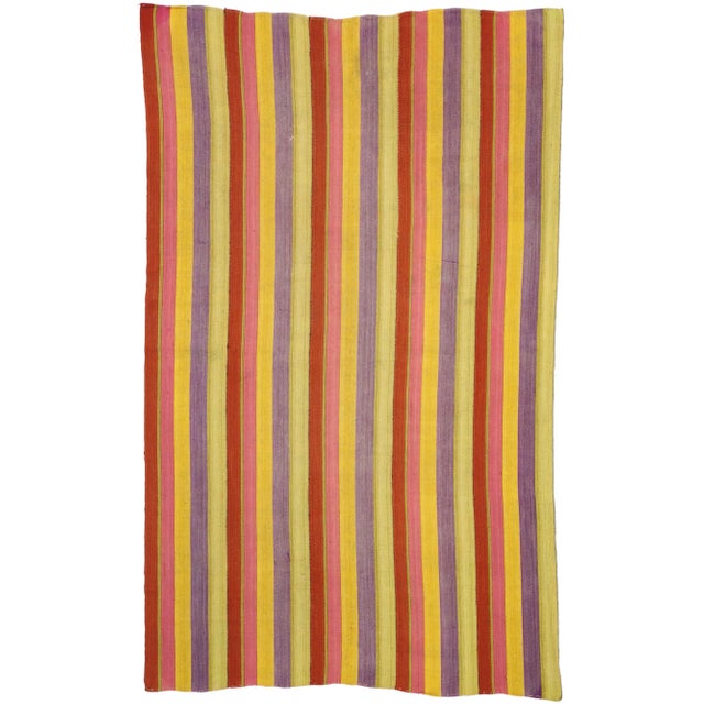 Gold Vintage Turkish Striped Kilim Rug - 06'00 X 09'07 For Sale - Image 8 of 8