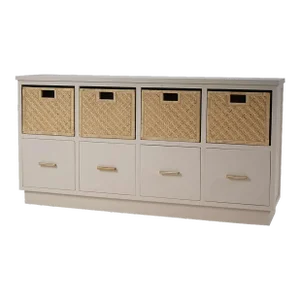 Wooden Storage Cubby With Baskets