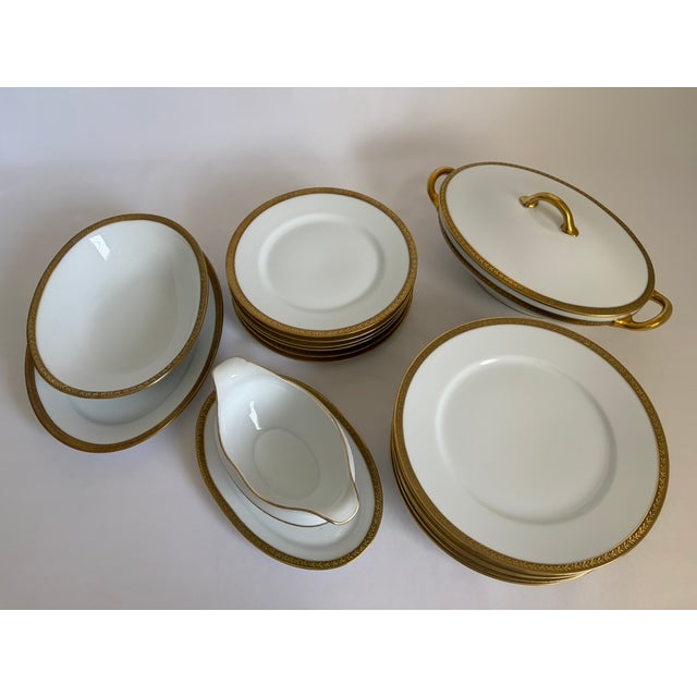 1920s Royal Bayreuth Gold-Encrusted Porcelain Dinner Service for Six For Sale - Image 13 of 16