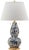 Modern Vivian 28-Inch H Glass Table Lamp - Navy & White For Sale - Image 3 of 3