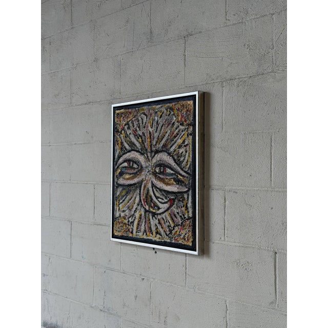 Mid-Century Modern Original Abstract Expressionist Textured Framed Canvas Painting Vintage Mid-Century Modern For Sale - Image 3 of 9