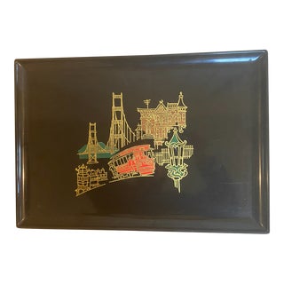 1960s Couroc of Monterey Tray of San Francisco's Iconic Landmarks For Sale