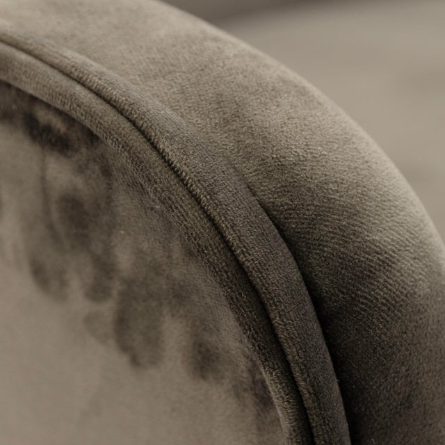 Late 20th Century Contemporary Gray Velvet Upholstered Rocking Chair With Wooden Runners For Sale - Image 5 of 7