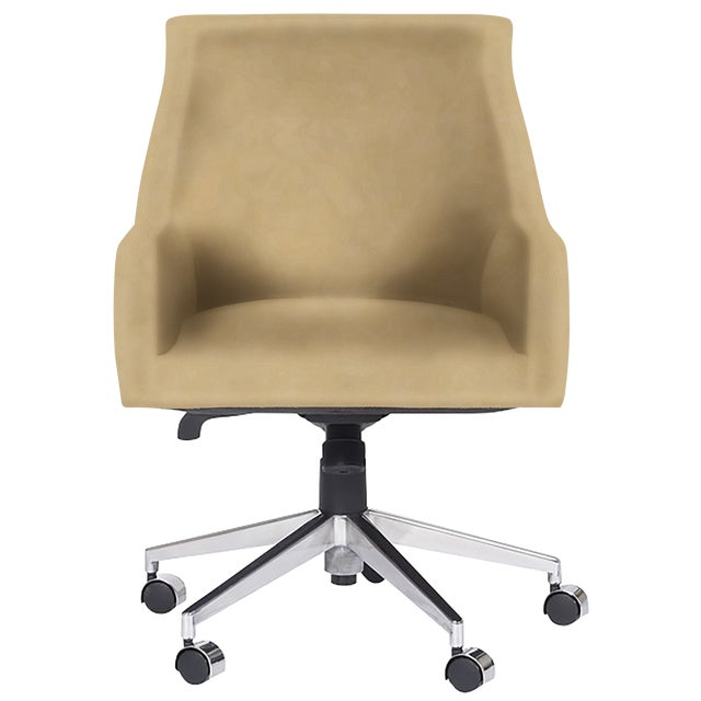 Contemporary Boseman Desk Chair in Gramercy Dijon Leather For Sale - Image 3 of 4