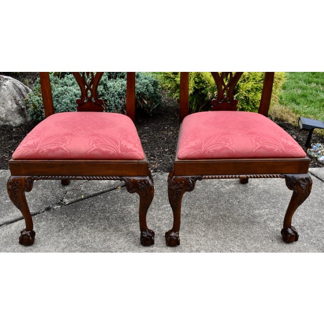 Chippendale Henredon Chippendale Mahogany Dining Chairs Vintage Ball & Claw Set of 2 For Sale - Image 3 of 18