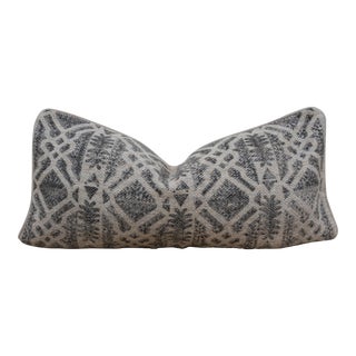 Cobalt Indian Dhurrie Block Print Pillow For Sale