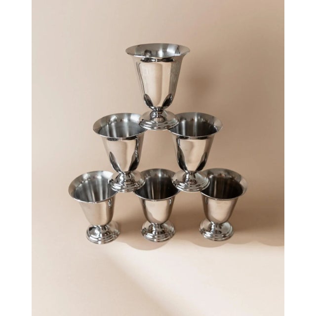 Vintage Stainless Steel Cups, Italy, 1970s, Set of 6 For Sale - Image 6 of 11