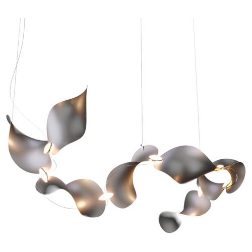 Dune 8 Curve Pendant Light in Aluminum with Silver Anodized Finish by Moss Objects For Sale - Image 12 of 12